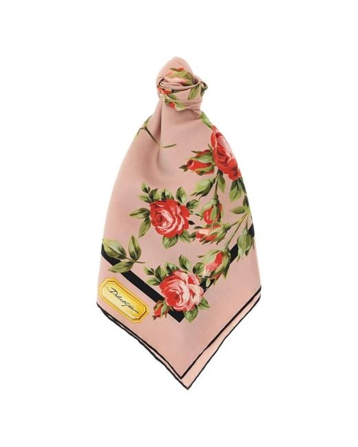 Dolce & Gabbana Pink Dolce & Gabbana Scarf With Flowers