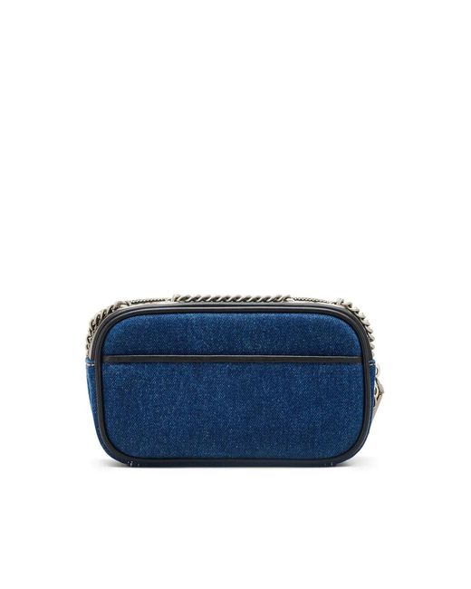 Marc Jacobs Blue The Denim Chain Snapshot Shoulder Bag