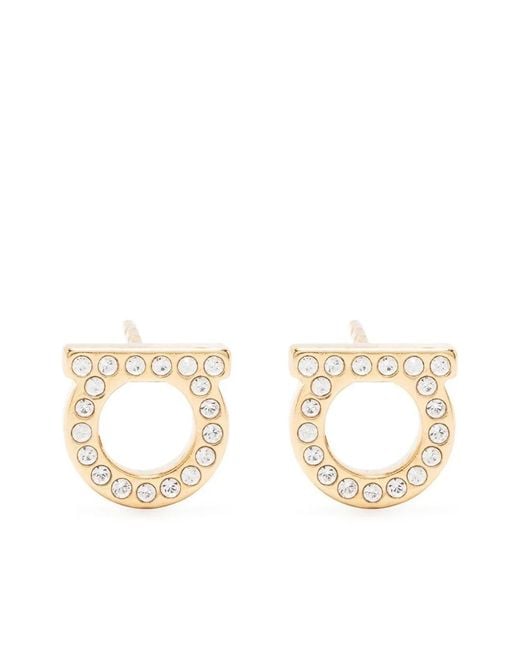 Ferragamo Metallic Gancini Crystal Earrings