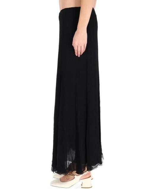 Chloé Black Silk Muslin Maxi Skirt