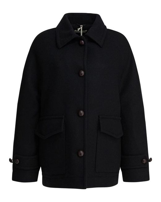 Circolo 1901 Black Wool Double-Breasted Coat