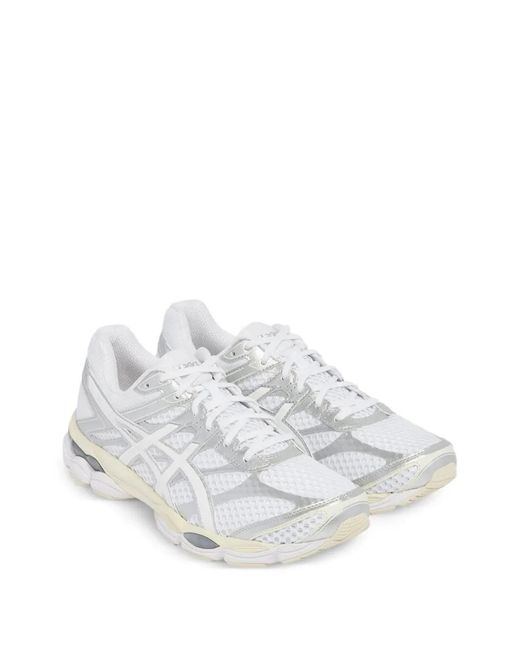 Asics White Gel-Cumulus 16 Mesh And Glossy Synthetic Leather Sneakers for men