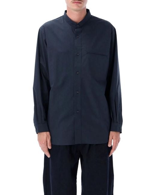 Still By Hand Blue Cotton Linen Shirt for men
