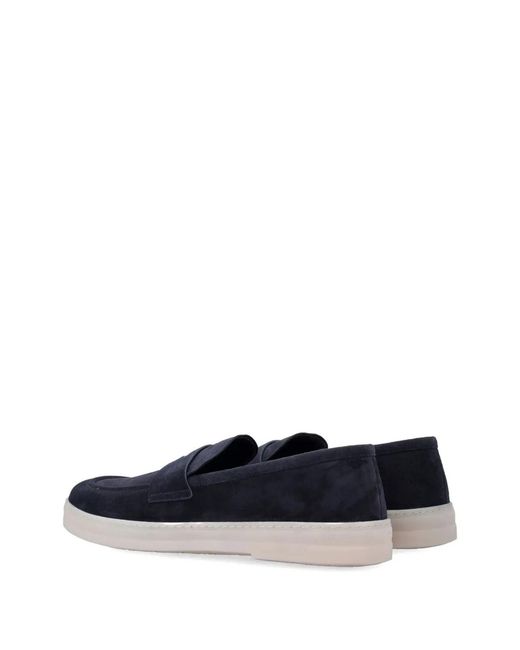 Prada Blue Logo Strap Loafers for men