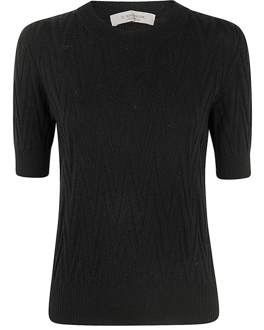 D.exterior Black Merinos Short Sleeves Round Neck