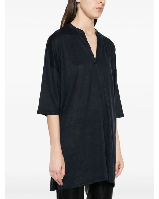 Majestic Black Linen Blend Tunic Dress