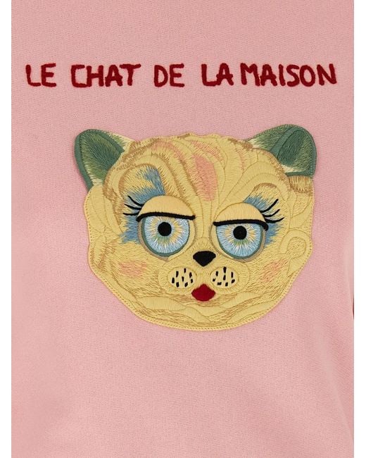 Valentino Garavani Pink 'Le Chat De La Maison' Sweatshirt