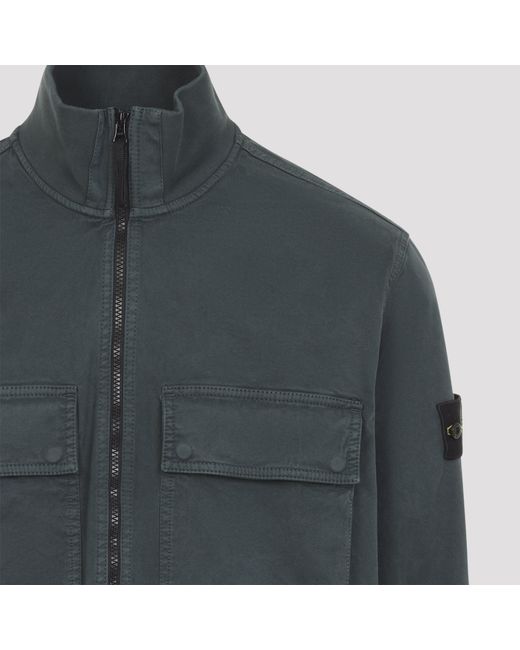 Stone Island Blue Dark Cotton Shirt Jacket for men