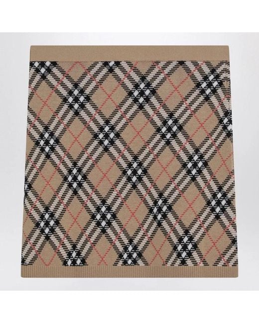 Burberry Natural Wool And Mohair Blend Check Mini Skirt