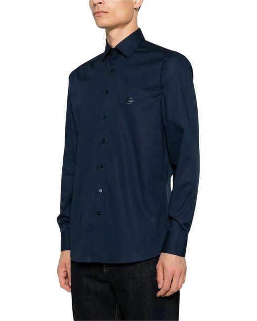 Etro Blue Shirt Roma Logo for men
