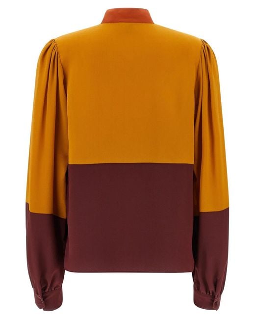 Saint Laurent Purple Color-Block Blouse