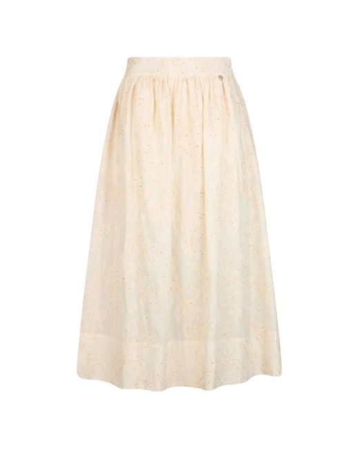 Liu Jo White Natural Flower Print Cotton Skirt