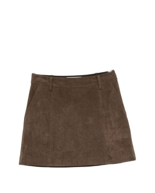 DUNST Brown Suede Effect Mini Skirt