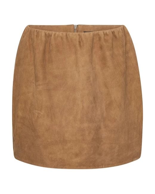 ROTATE BIRGER CHRISTENSEN Brown Suede Mini Skirt