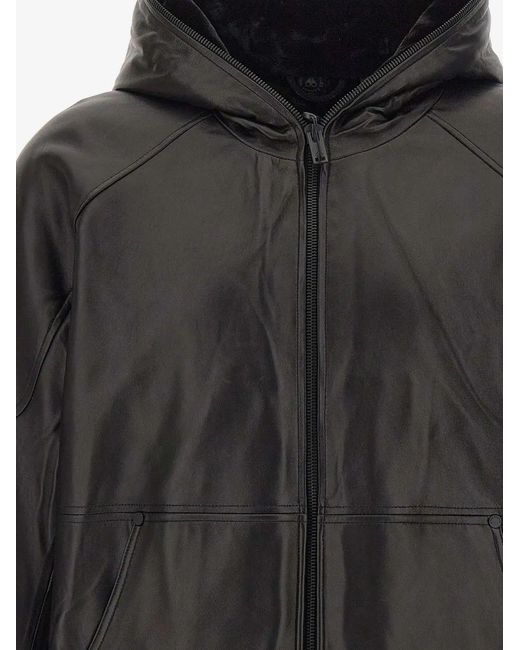 Moose Knuckles Gray Neo Leather Hooded Jacket for men