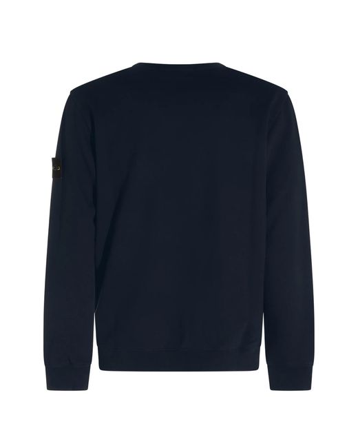 Stone Island Blue Cotton Crew Neck Sweatshirt With Compass Badge for men