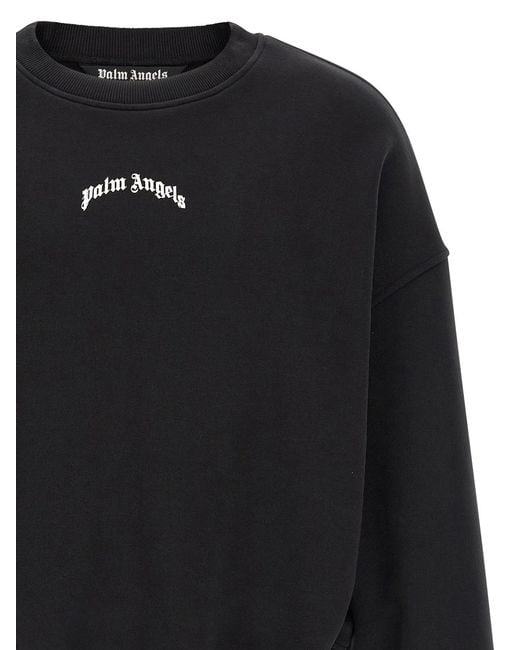 Palm Angels Black 'Back Curved Logo' Sweatshirt for men