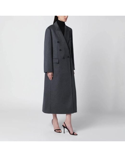 Victoria Beckham Blue Double-Breasted Coat