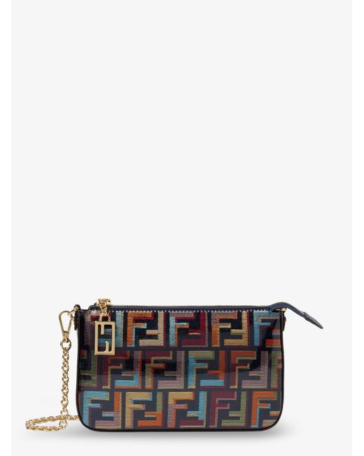 Fendi White Baguette Ff Fabric Clutch Bag