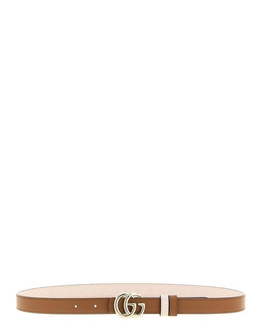 Gucci White 'Gg Marmont' Reversible Belt