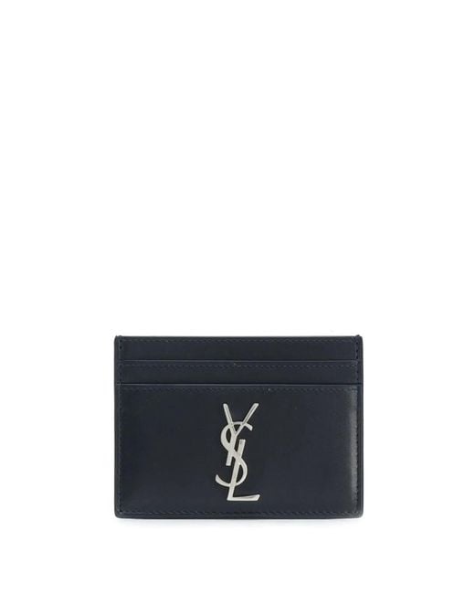 Saint Laurent Blue Smooth Leather Cassandre Card Holder for men
