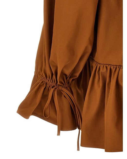 Saint Laurent Brown Flounces Mini Dress