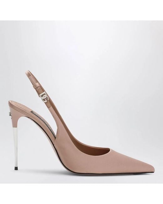 Dolce & Gabbana Pink Dolce&Gabbana Satin Slingback With Dg Logo