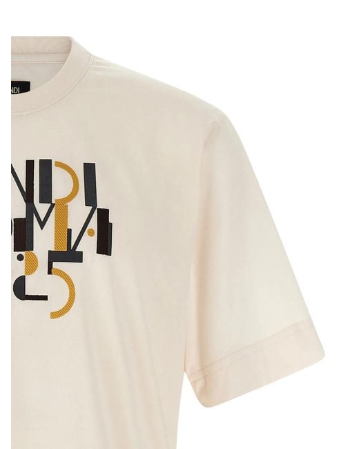 Fendi White Roma 1925' Print T-Shirt for men