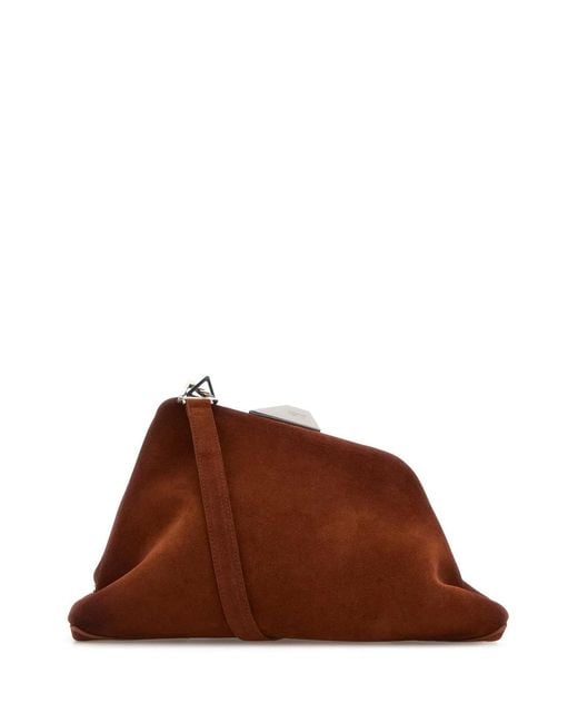 The Attico Brown Suede Day Off Clutch Mini