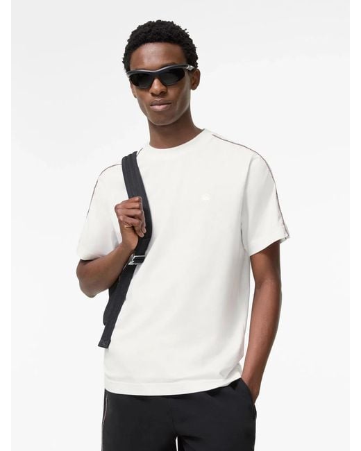 Burberry White Check Piping Cotton T-Shirt for men