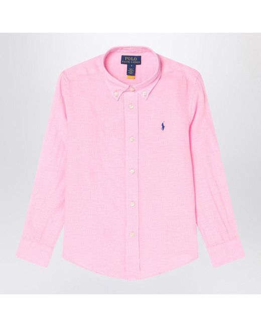 Polo Ralph Lauren Pink Linen Button-Down Shirt for men