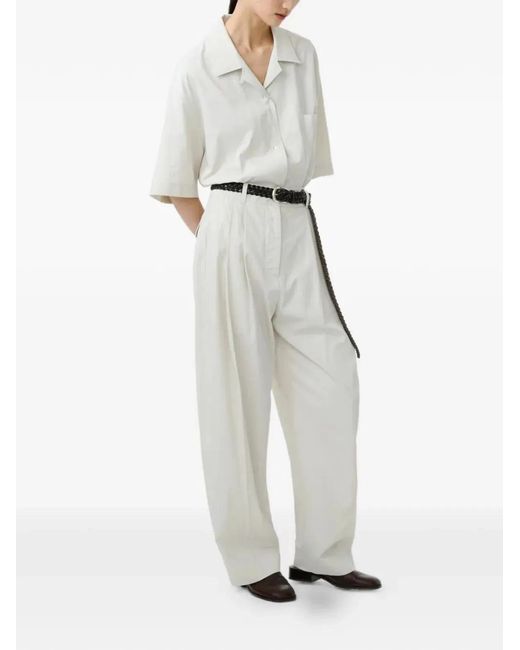 Studio Nicholson White "Acuna" Double Pleat Front Pant
