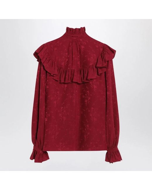 Saint Laurent Red Damask Silk Shirt