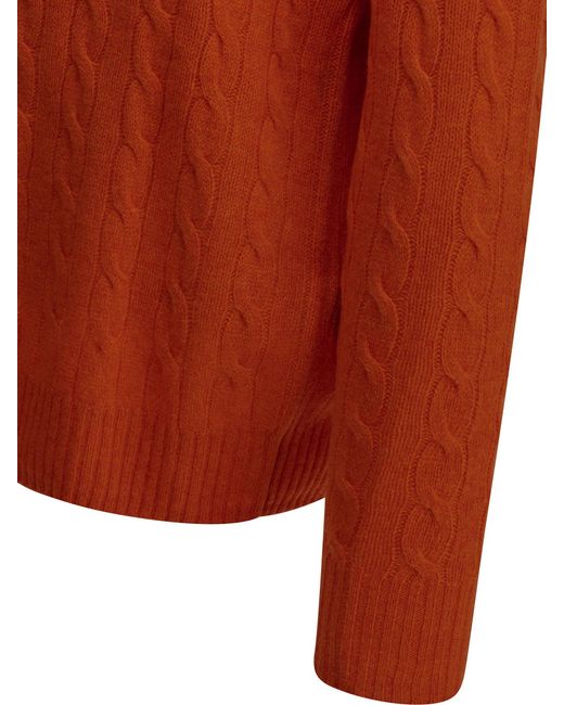 Polo Ralph Lauren Orange Wool And Cashmere Crew-Neck Sweater With Logo for men