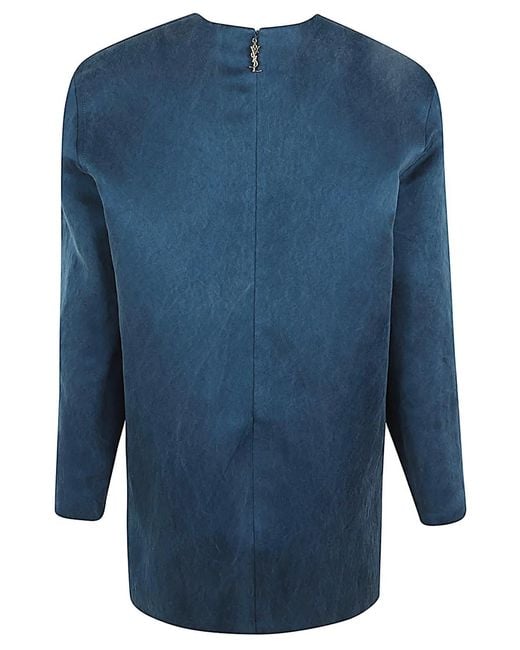 Saint Laurent Blue Round Neck Long Sleeves
