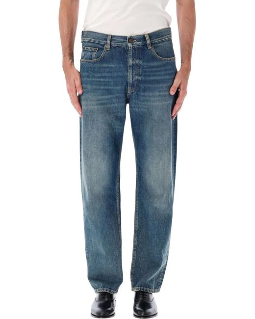 Saint Laurent Blue Loose Straight Jeans for men