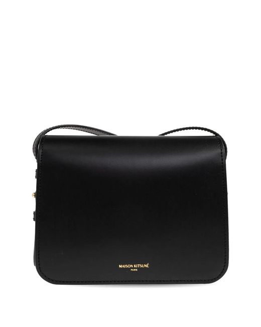 Maison Kitsuné Black Edie Leather Crossbody Bag