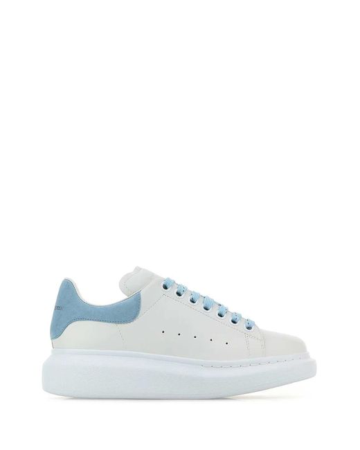 McQueen White Leather Suede Platform Sneakers