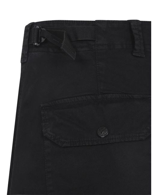 Stone Island Blue Elastane Cotton Logo-Patch Loose-Fit Cargo Pants for men