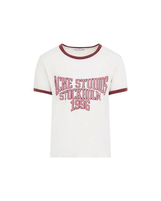 Acne Pink Off Burgundy T-Shirt for men