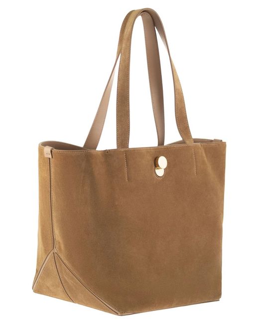Fabiana Filippi Brown Medium Eclipse Suede Tote Bag