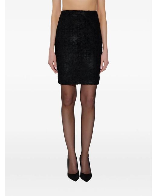 Balmain Black Monogram Midi Skirt