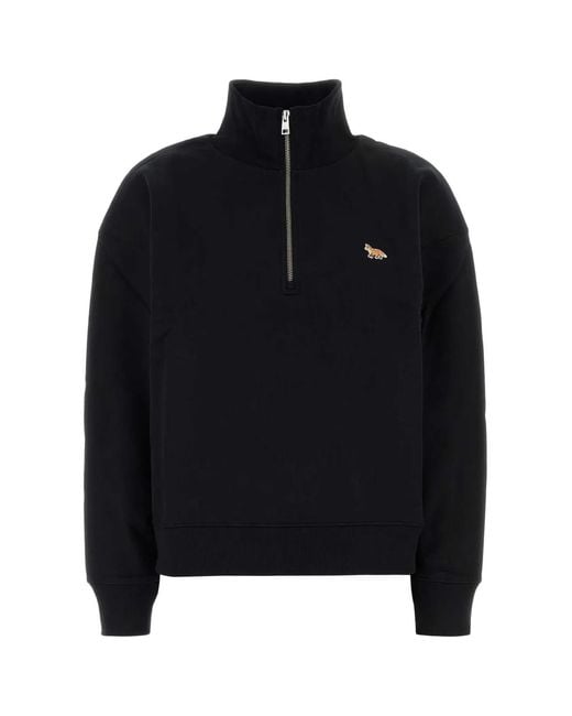 Maison Kitsuné Black Baby Fox Half Zipped Sweatshirt