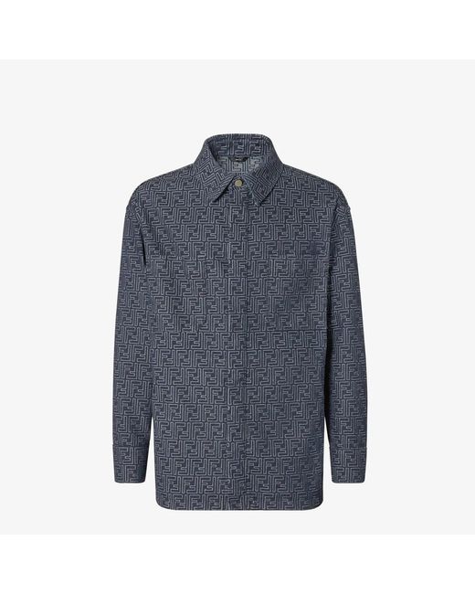 Fendi Blue Jacket With Ff Jacquard for men