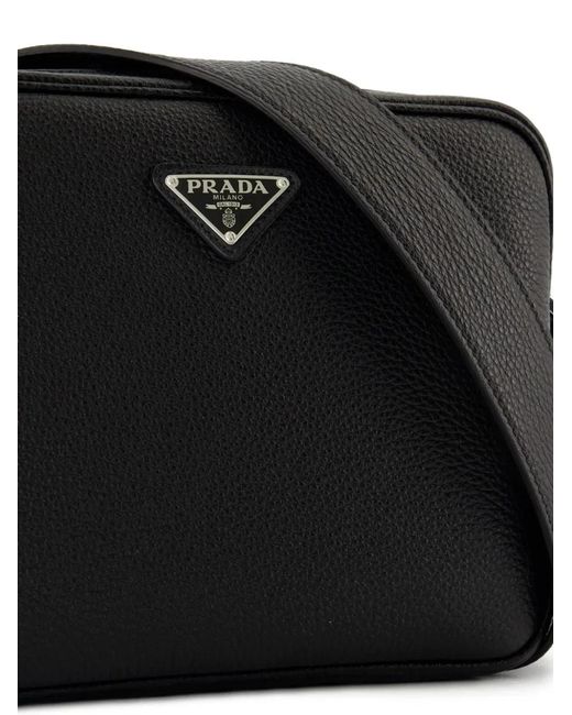 Prada Black Leather Shoulder Bag for men