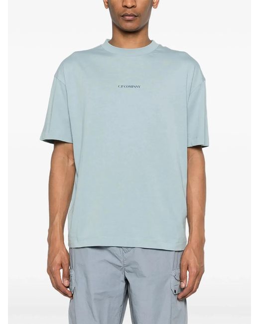 C P Company Blue C.P.Company Short Sleeve Cotton T-Shirt for men