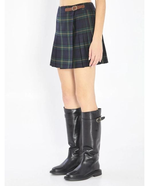 Céline Blue Wool Mini Skirt