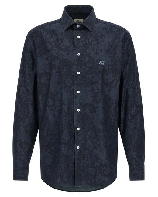 Etro Blue 'Paisley Ramage' Shirt for men