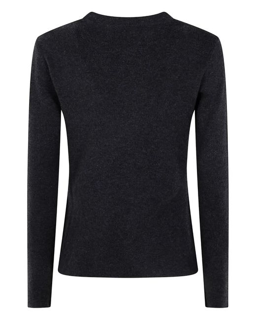 Max Mara Black "Ticino" Logo Long Sleeves Round Neck Sweater