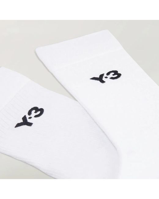 Y-3 White Cl Sock Cre for men